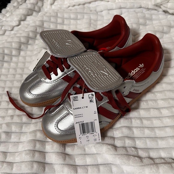 Adidas Samba LT Silver Metallic Red Gum JH5707 Women’s Sneakers Size 6 - Picture 8 of 8